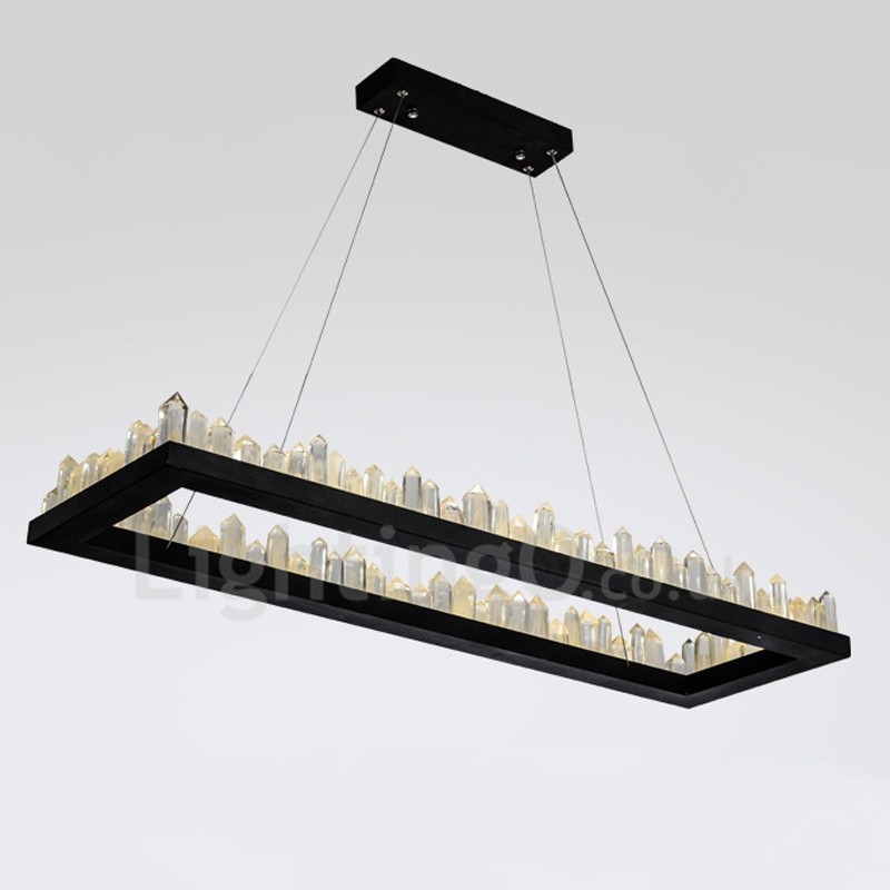 Lámpara colgante de cristal rectangular de diseño más nuevo