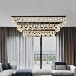 Lámpara colgante de cristal nórdico rectangular, lámpara colgante de atmósfera, iluminación posmoderna