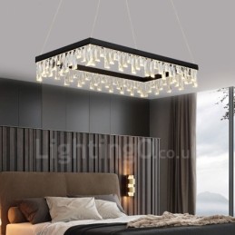 Lámpara colgante de cristal nórdico rectangular, lámpara colgante de atmósfera, iluminación posmoderna