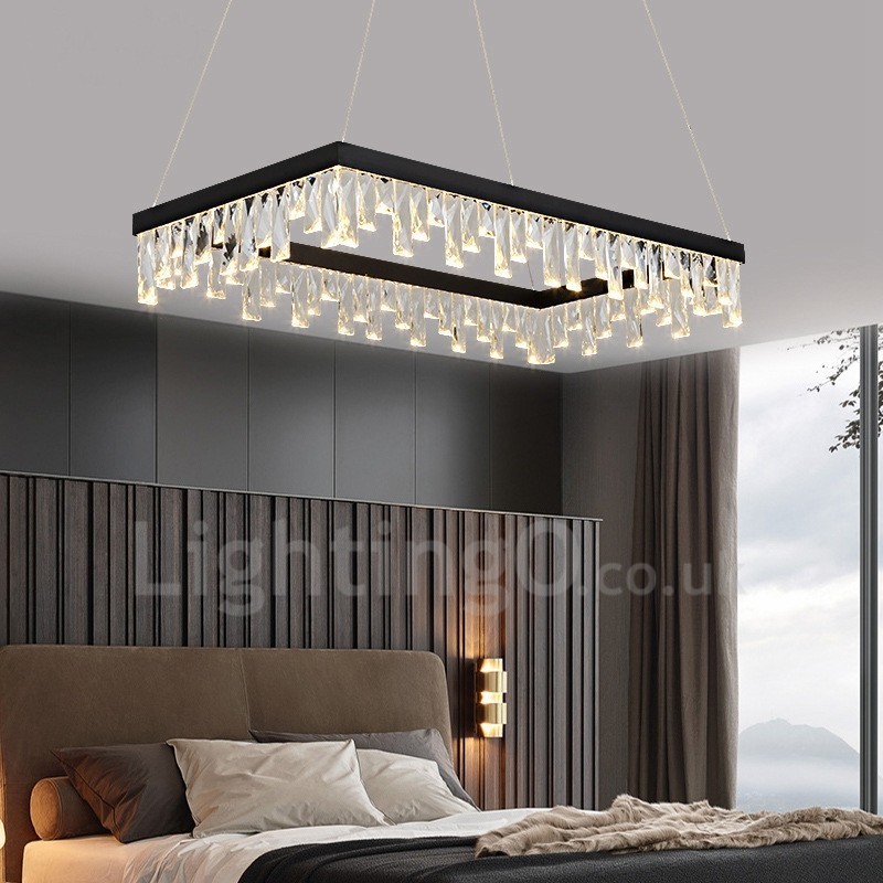 Lámpara colgante de cristal nórdico rectangular, lámpara colgante de atmósfera, iluminación posmoderna