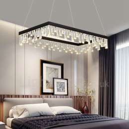 Lámpara colgante de cristal nórdico rectangular, lámpara colgante de atmósfera, iluminación posmoderna