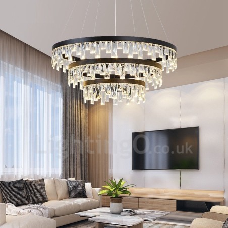 Lámpara colgante de cristal con diseño circular moderno Lámpara colgante de cristal con diseño circular moderno