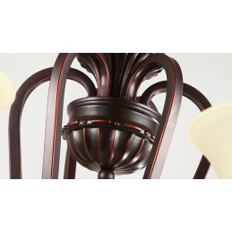 Lámpara de araña de metal con 24 luces y pantallas de cristal para techo alto, estilo vintage de isla campestre.