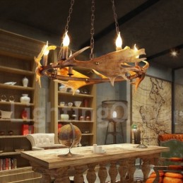 Lámpara de araña rústica de 6 luces con forma de asta
