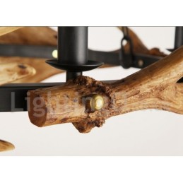 Lámpara de araña rústica de 6 luces con forma de asta