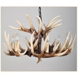 Lámpara de araña vintage rústica con diseño artístico de astas, estilo retro, de 6 luces