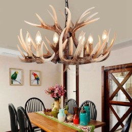 Lámpara de araña vintage rústica con diseño artístico de astas, estilo retro, de 6 luces