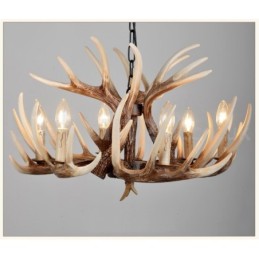 Lámpara de araña vintage rústica con diseño artístico de astas, estilo retro, de 6 luces