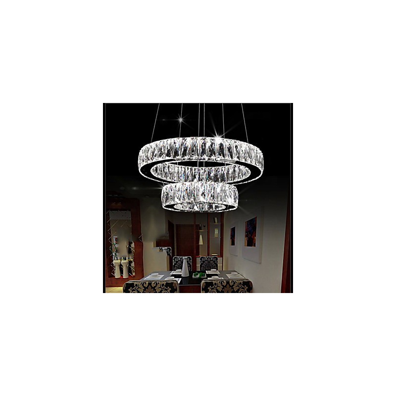 Lámparas de araña de cristal modernas, dos anillos D2040 K9, grandes lámparas de techo de cristal para el hogar.