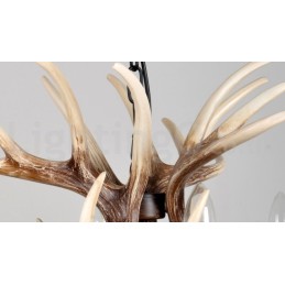 Lámpara de araña vintage rústica con diseño artístico de astas, estilo retro, de 6 luces