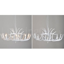 Lámpara de araña rústica artística retro de 9 luces con forma de asta blanca