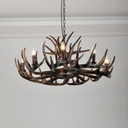 Lámpara de araña rústica artística retro de 9 luces con diseño de astas negras