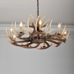Lámpara de araña vintage rústica artística de 9 luces con diseño de astas retro