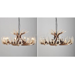 Lámpara de araña vintage rústica artística de 9 luces con diseño de astas retro