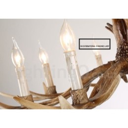 Lámpara de araña rústica artística retro de 8 luces con forma de asta.