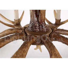 Lámpara de araña rústica artística retro de 8 luces con forma de asta.