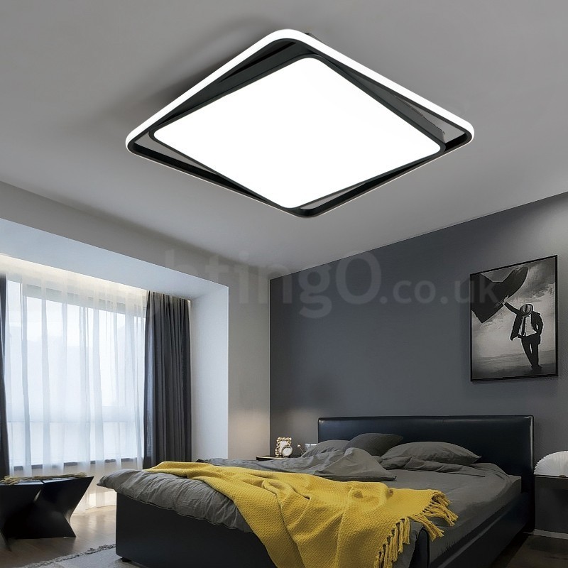 Lámpara de techo empotrada cuadrada, moderna y exquisita, en blanco y negro