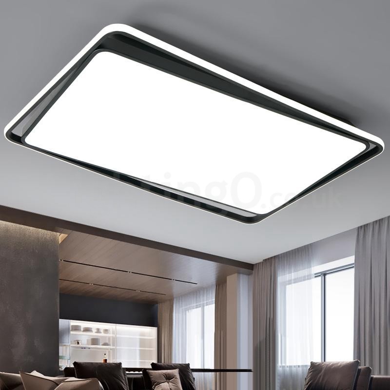 Lámpara de techo empotrada rectangular moderna de moda en blanco y negro