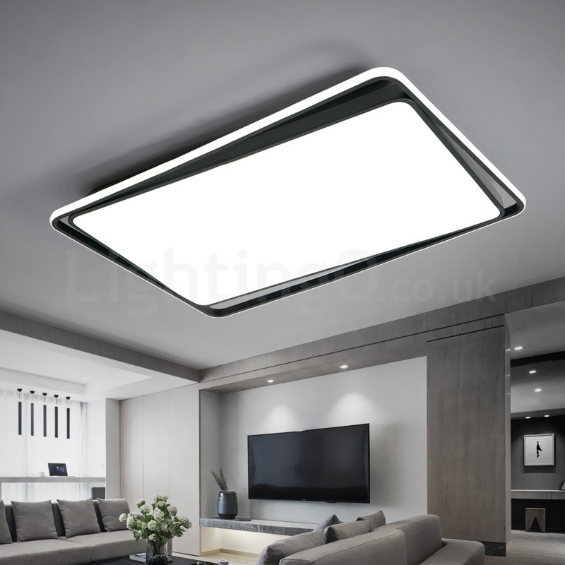 Lámpara de techo empotrada rectangular moderna de moda en blanco y negro