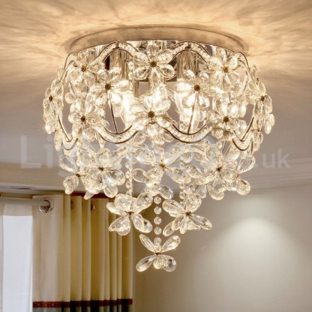 Lámparas de techo de cristal modernas y modernas de 48 cm con montaje empotrado redondo Lámparas de techo de cristal modernas y modernas de 48 cm con montaje empotrado redondo