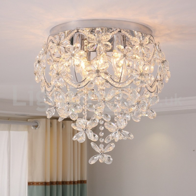 Lámparas de techo de cristal modernas y modernas de 48 cm con montaje empotrado redondo