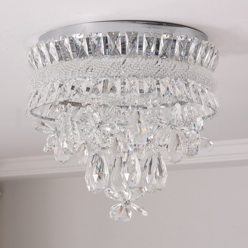 Lámparas de techo de cristal modernas y económicas de 40 cm con montaje empotrado redondo