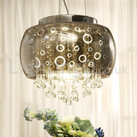 Lámpara colgante de cristal con pantalla redonda de 40 cm moderna Lámpara colgante de cristal con pantalla redonda de 40 cm moderna