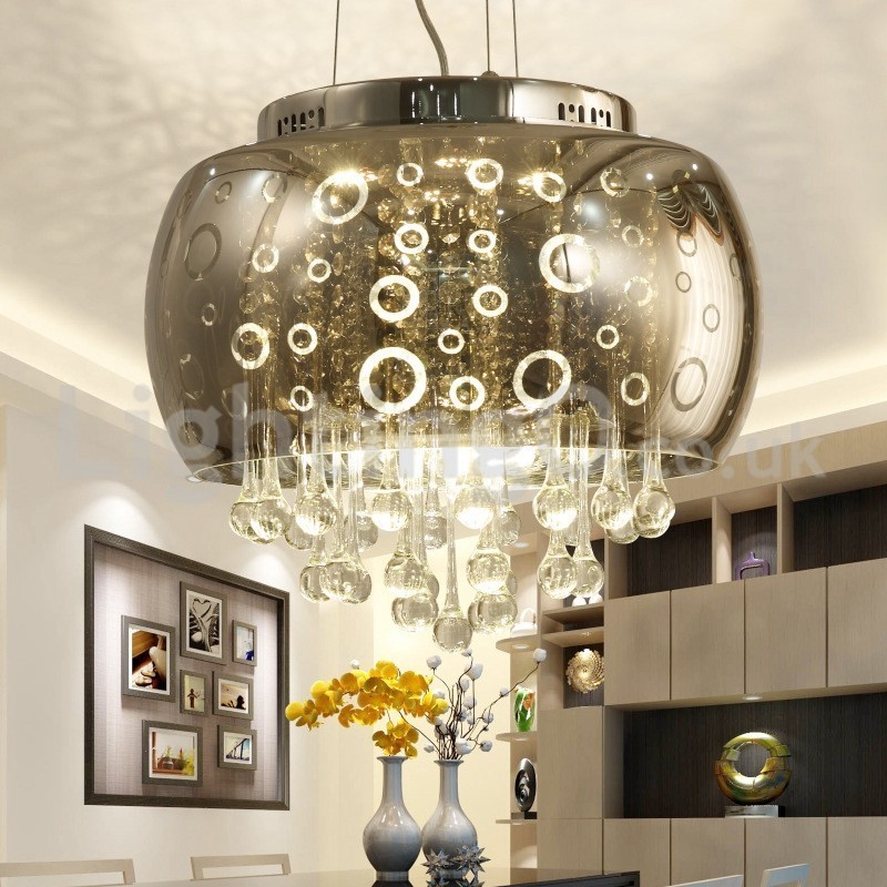 Lámpara colgante de cristal con pantalla redonda de 40 cm moderna