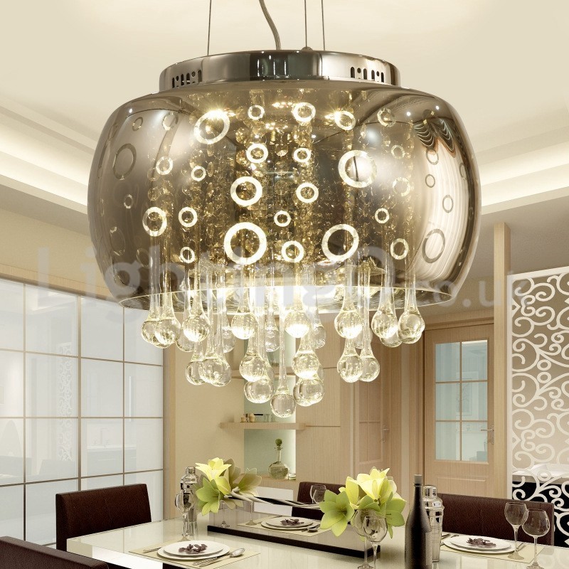 Lámpara colgante de cristal con pantalla redonda de 40 cm moderna
