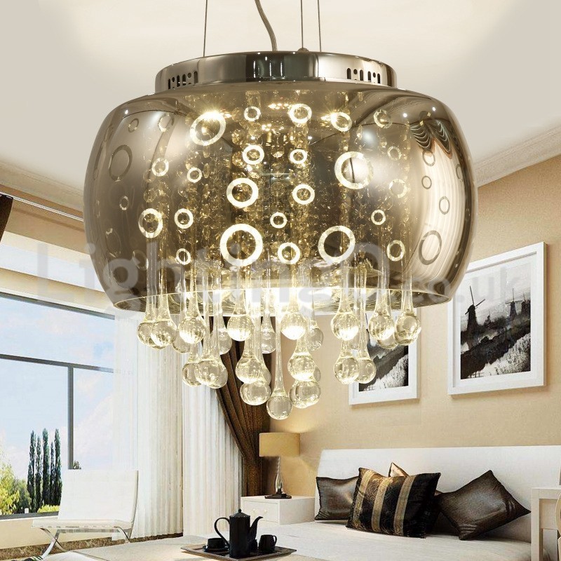 Lámpara colgante de cristal con pantalla redonda de 40 cm moderna