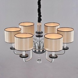 Lámpara de araña moderna contemporánea de metal cromado y cristal