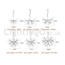 Lámpara de araña de luciérnagas posmoderna