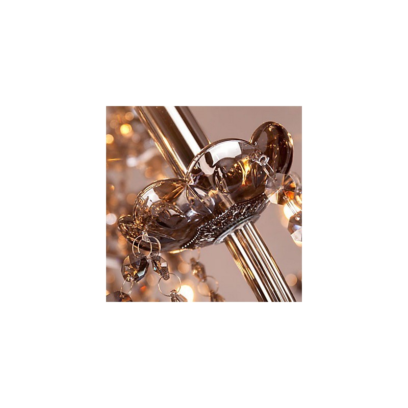 Lámpara de araña de cristal europea de 6 luces en color gris.