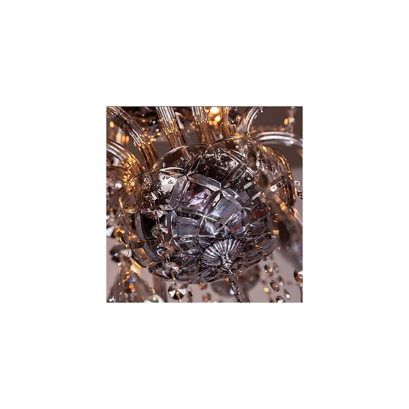 Lámpara de araña de cristal europea de 6 luces en color gris.