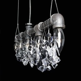 Lámpara de araña creativa de estilo norteamericano de 5 luces con diseño de tubería