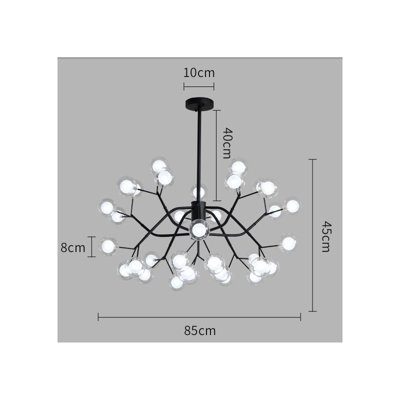 Lámpara de araña de estilo nórdico con forma de frijol mágico, pequeña lámpara de araña de cristal transparente con forma de bola de burbuja.