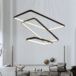 Lámpara colgante regulable con control remoto, diseño moderno, tres rectángulos