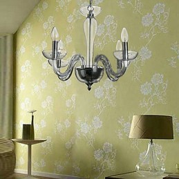 Lámpara colgante de cristal de 4 luces con bombilla de vela