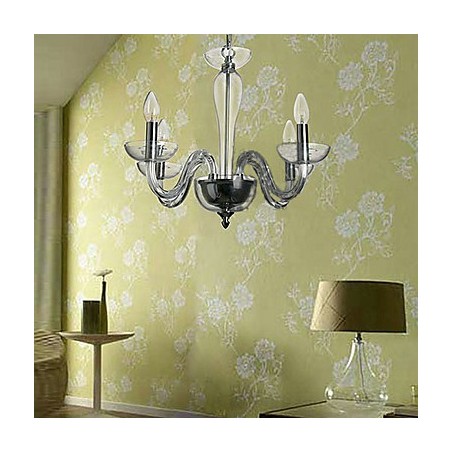 Lámpara colgante de cristal de 4 luces con bombilla de vela Lámpara colgante de cristal de 4 luces con bombilla de vela