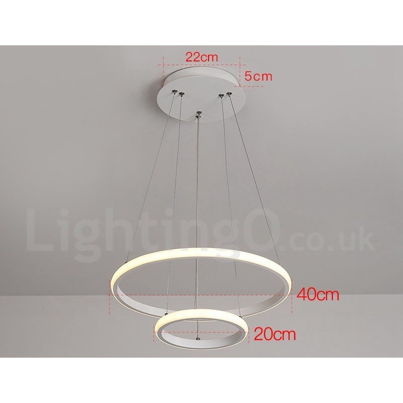 Lámpara colgante regulable Outside the Circles Light con control remoto y anillos de diseño moderno