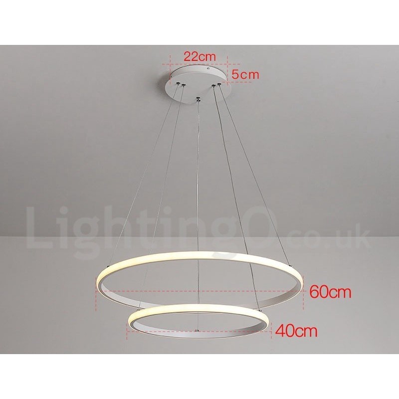 Lámpara colgante regulable Outside the Circles Light con control remoto y anillos de diseño moderno
