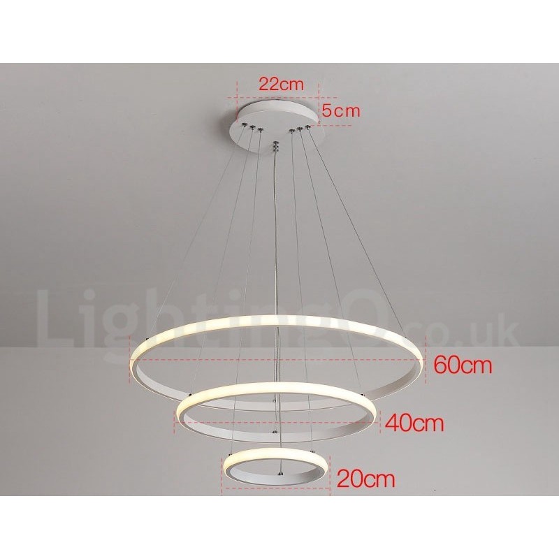 Lámpara colgante regulable Outside the Circles Light con control remoto y anillos de diseño moderno