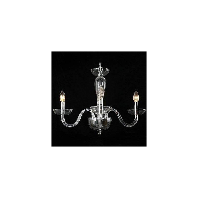 Lámpara colgante de cristal de 4 luces con bombilla de vela