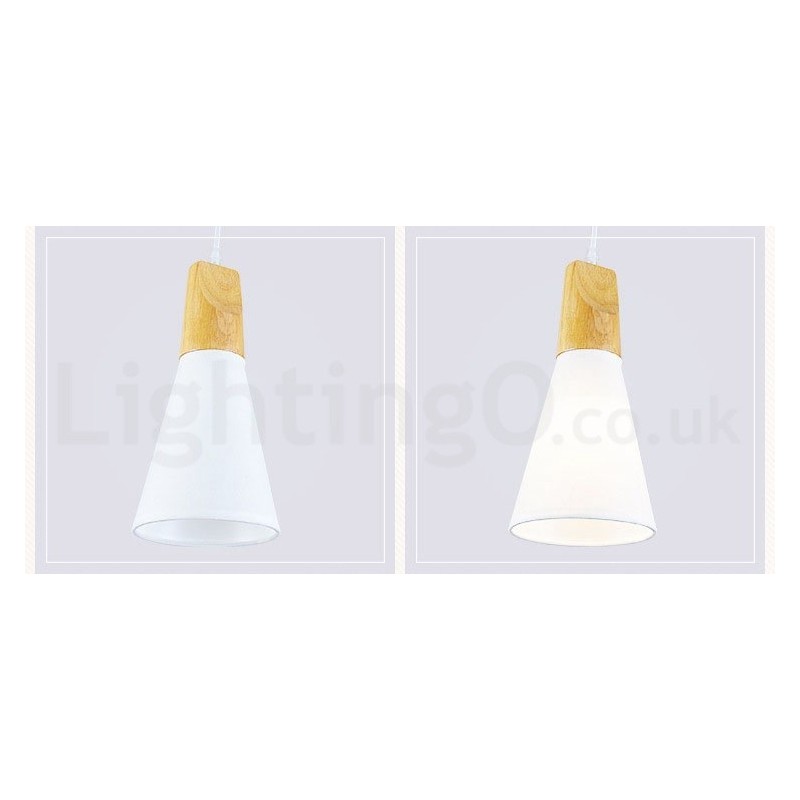 Lámpara colgante moderna de madera de 1 luz y 3 luces con pantalla de tela