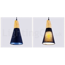Lámpara colgante moderna de madera de 1 luz y 3 luces con pantalla de tela