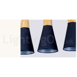 Lámpara colgante moderna de madera de 1 luz y 3 luces con pantalla de tela