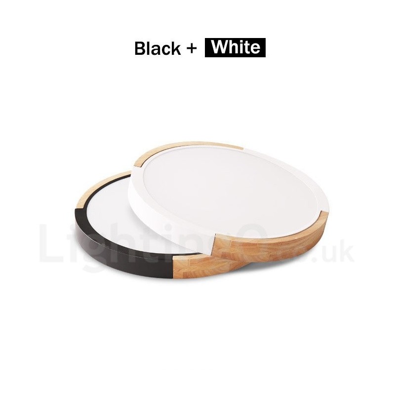Lámpara de techo de madera redonda multicolor ultrafina con pantalla acrílica de madera maciza, estilo nórdico.