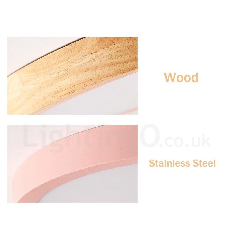 Lámpara de techo de madera redonda multicolor ultrafina con pantalla acrílica de madera maciza, estilo nórdico.