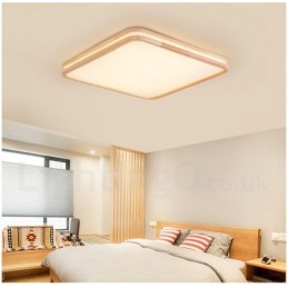 Lámpara de techo de madera maciza, redonda, cuadrada y rectangular, ultrafina, con pantalla acrílica, estilo nórdico