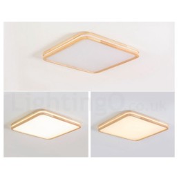 Lámpara de techo de madera maciza, redonda, cuadrada y rectangular, ultrafina, con pantalla acrílica, estilo nórdico